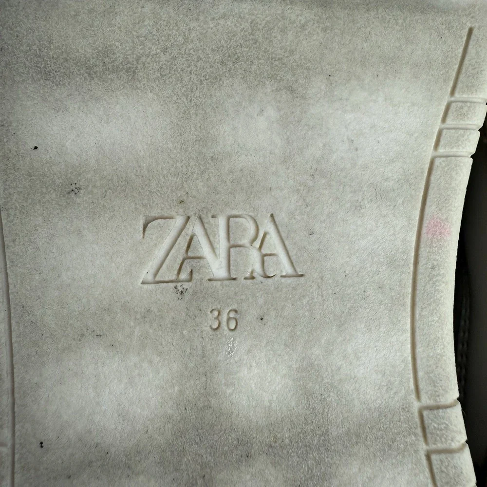 Zara‎ Women's Platform Sneakers White Beige Pink Size 36 (US 6) Leather Suede